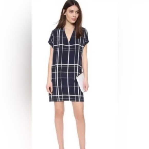 Vince Navy and White Grid Pattern dress - Picture 1 of 6